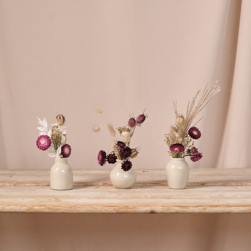 Everlasting Reds Dried Flower Bud Vase Arrangements