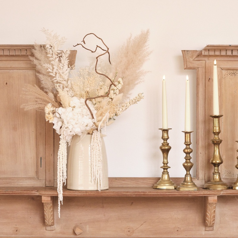 Everlasting White Dried Flower Vase Arrangements