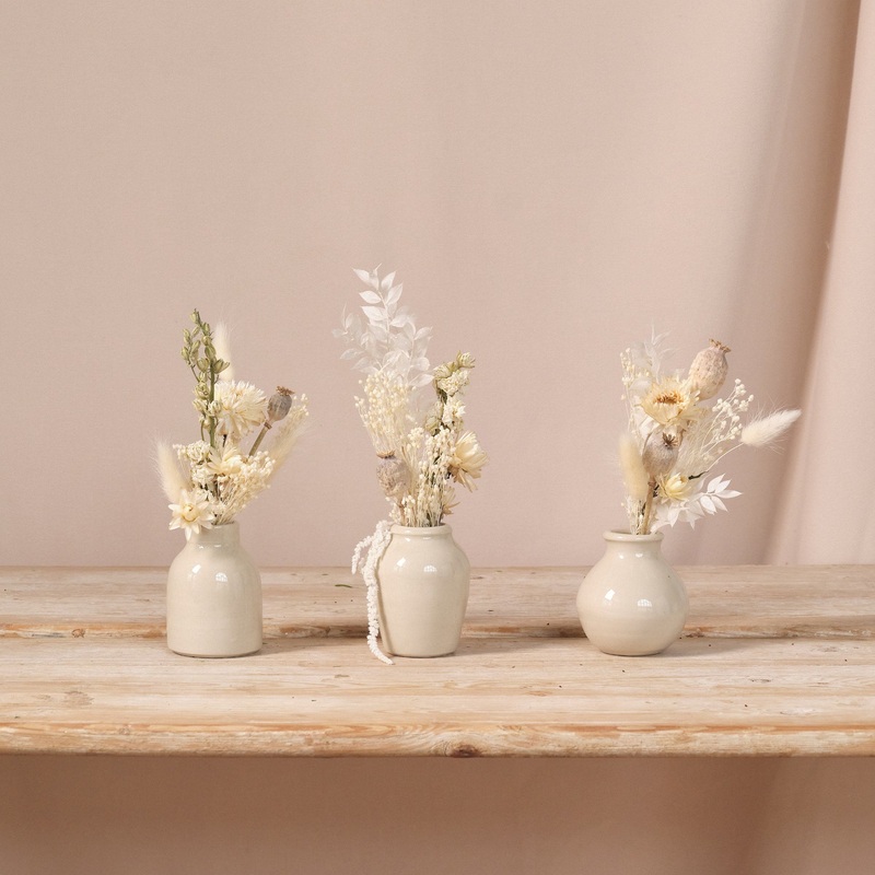 Everlasting Whites Dried Flower Bud Vase Arrangements