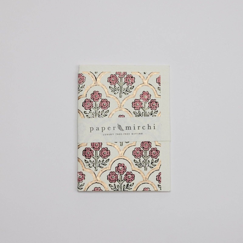 Hand Block Printed Greeting Card | Trellis Pink Earth