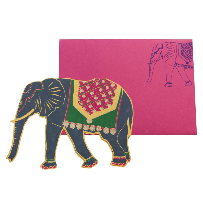 Screen Printed Elephant Greeting Card