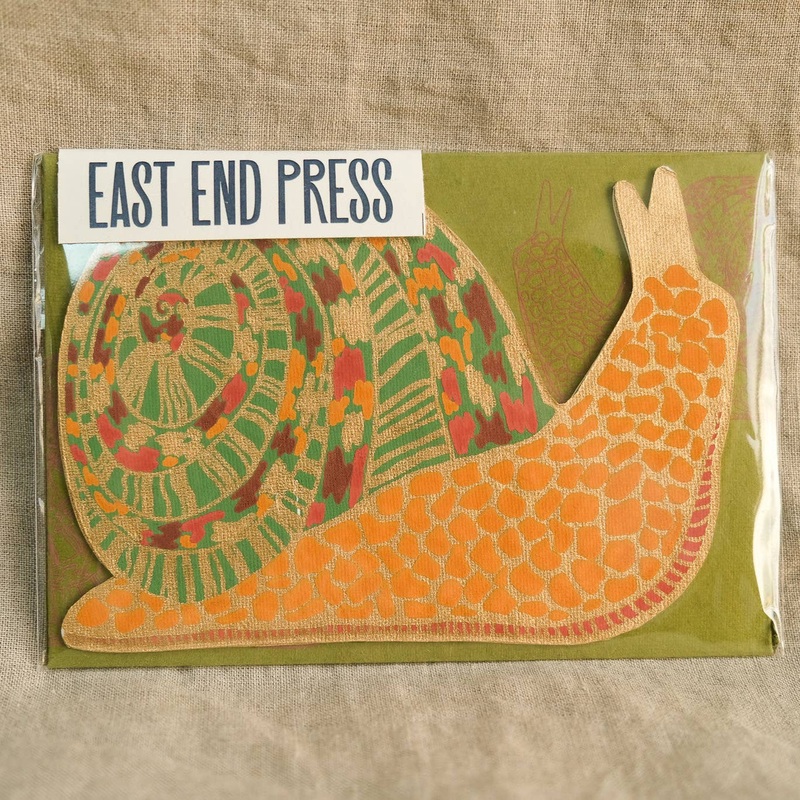 Screen Printed Snail Greeting Card