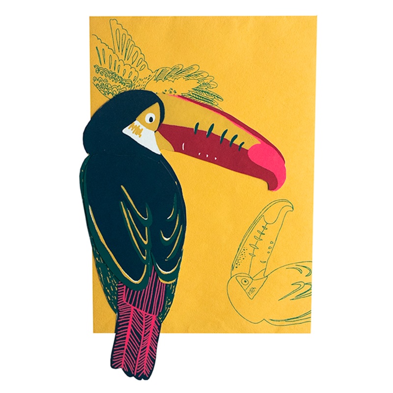 Screen Printed Toucan Greeting Card