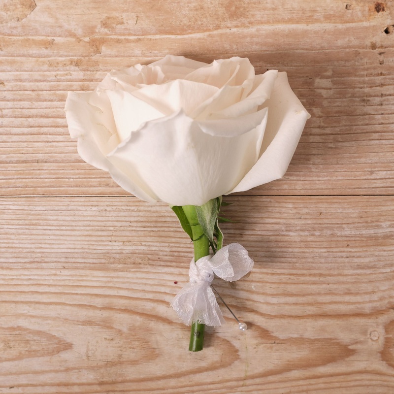 Single White Rose Buttonhole / Corsage