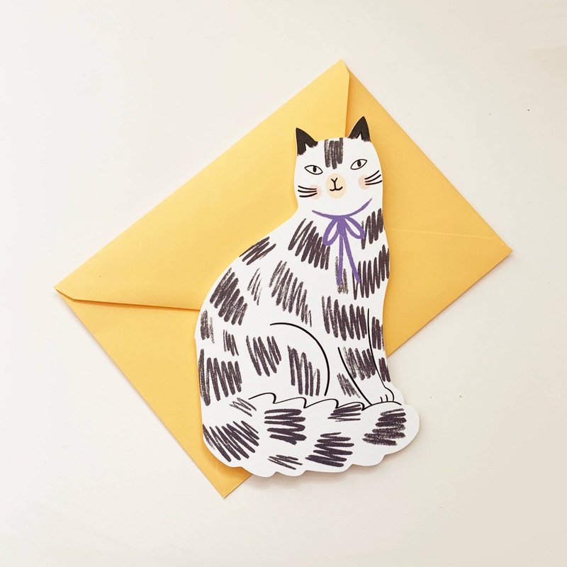 Sitting Kitty Shaped Greeting Card