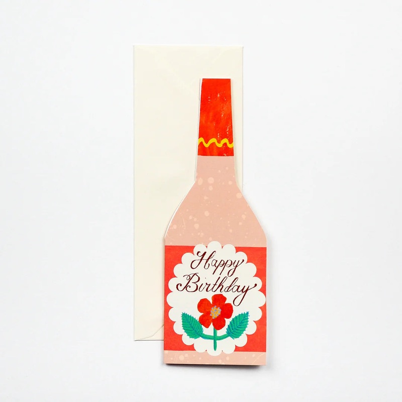 Birthday Rose Bottle Greetings Card
