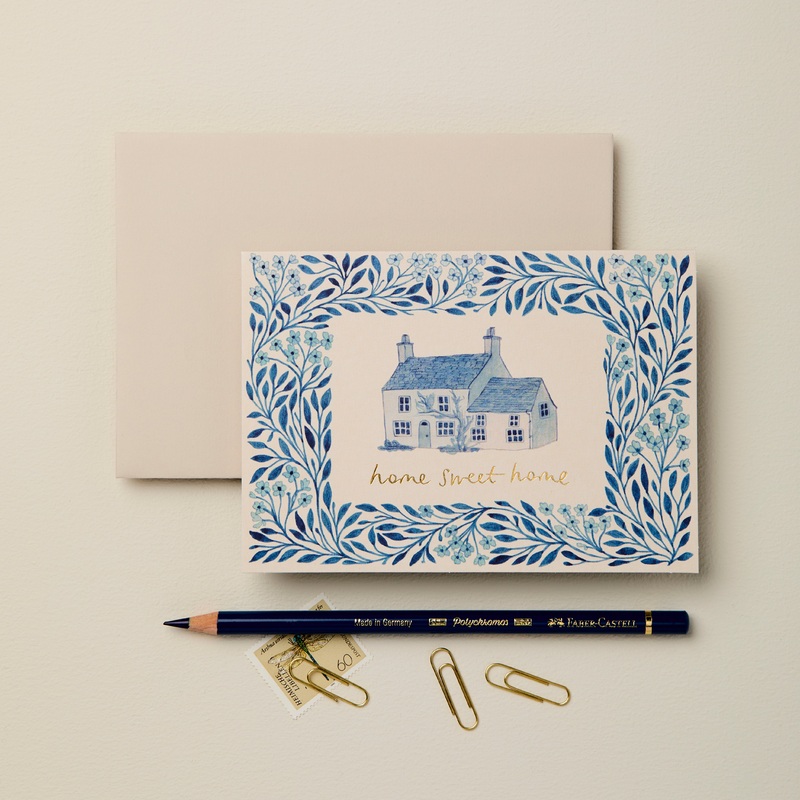 Blue Flora ‘Home Sweet Home’ Card