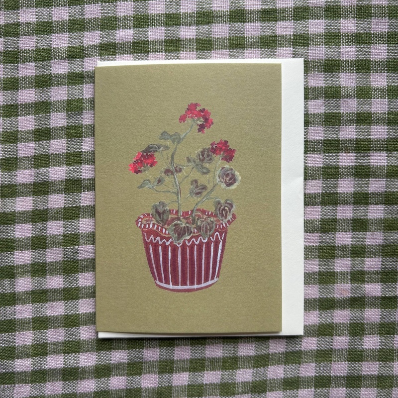 Red Geraniums mini card