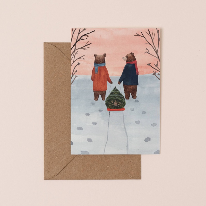 Snowy Walk Christmas Card