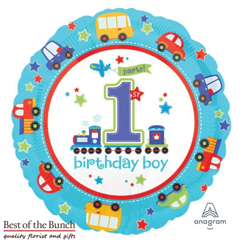 1st Birthday Boy Happy Birthday Foil Helium Balloon 45cm (18)