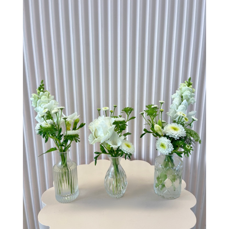 Bud Vases-Three bud vases & Five bud vases & Seven bud vases-White & Pink