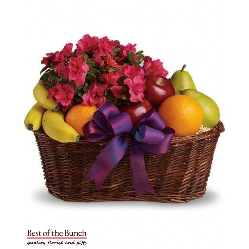 Gift Basket Fruit & Blooming Plant