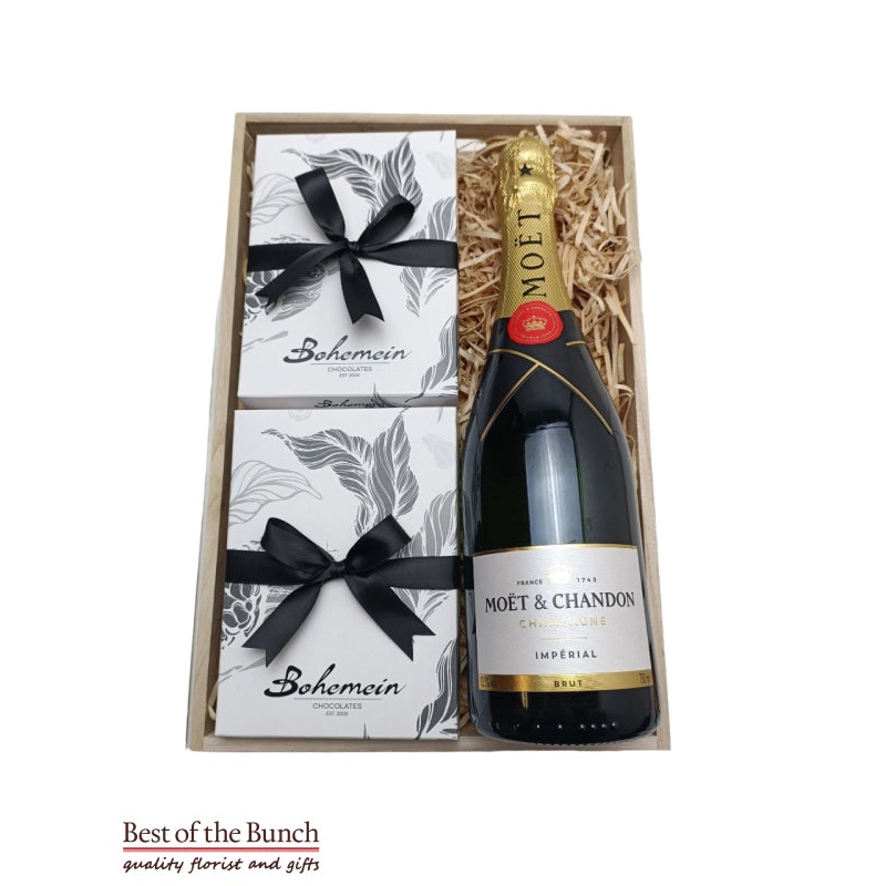 Gift Box 12 Handmade Chocolates With Matching Champagne or Wine