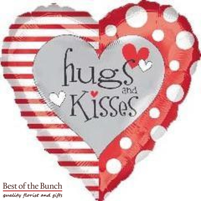 Hugs and Kisses Heart Shaped Foil Helium Balloon 45cm (18)