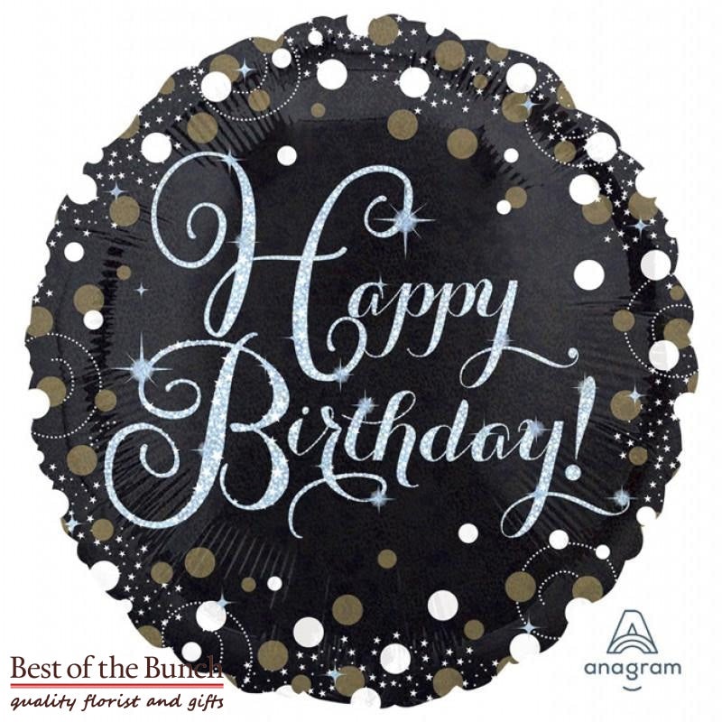 Male – Happy Birthday Black Satin Foil Helium Balloon 45cm (18)