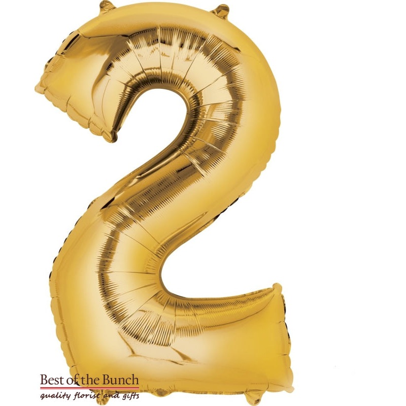 Giant XXL Extra Large Number 2 Gold Foil Helium Balloon 86cm (34)