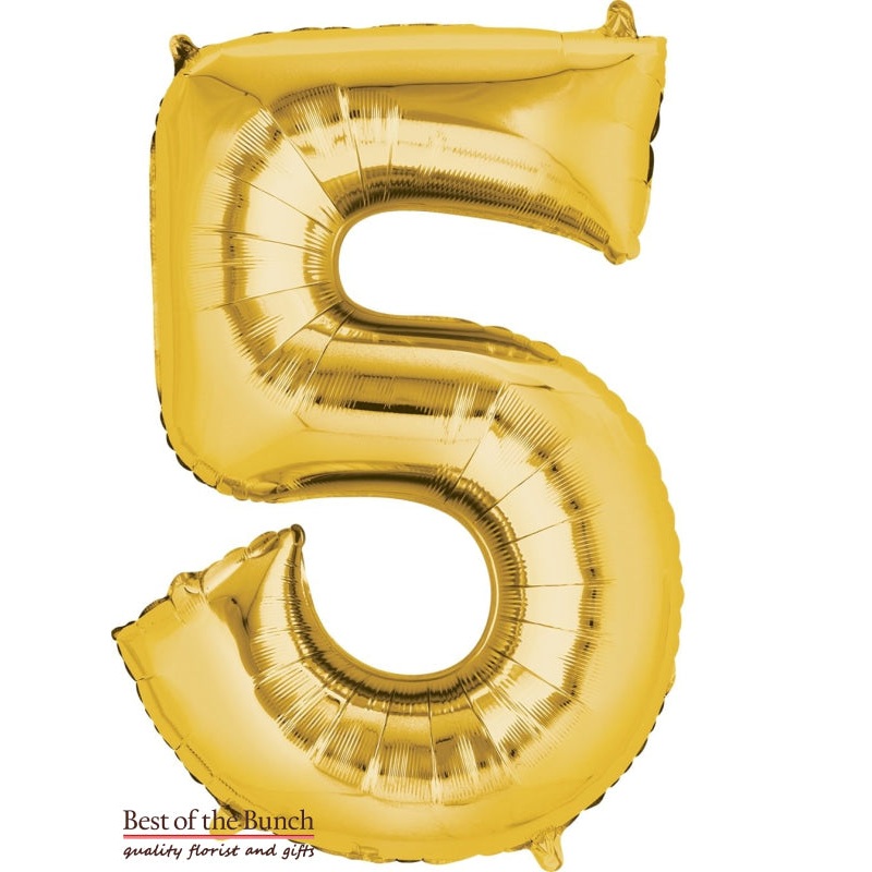 Giant XXL Extra Large Number 5 Gold Foil Helium Balloon 86cm (34)