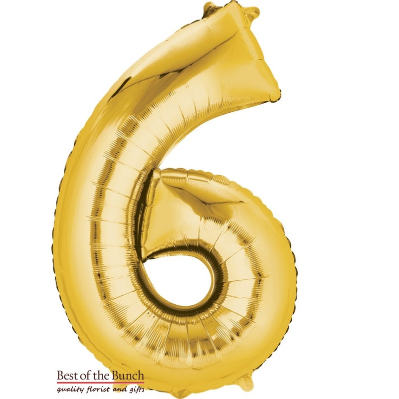 Giant XXL Extra Large Number 6 Gold Foil Helium Balloon 86cm (34)