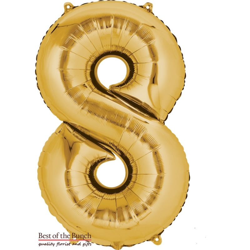 Giant XXL Extra Large Number 8 Gold Foil Helium Balloon 86cm (34)