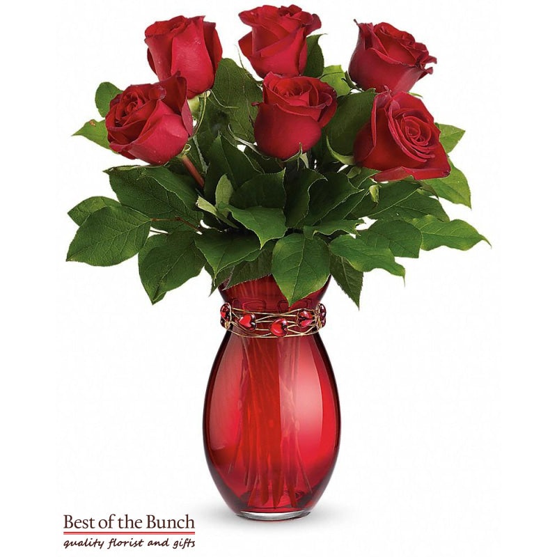 6 Long Stemmed Red Roses (40cm)