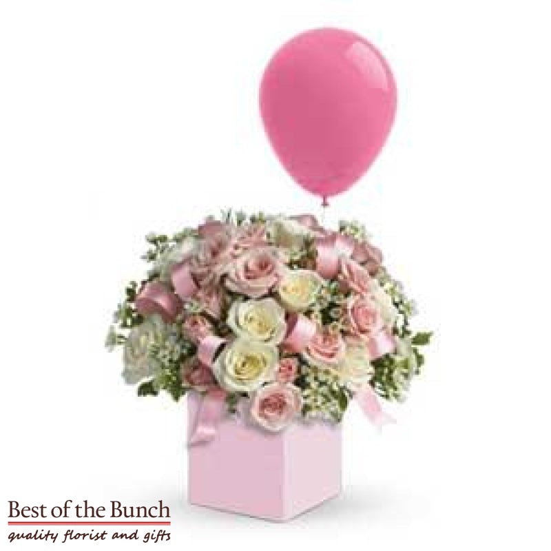 Flower Arrangement In A Box It’s A Girl with Balloon