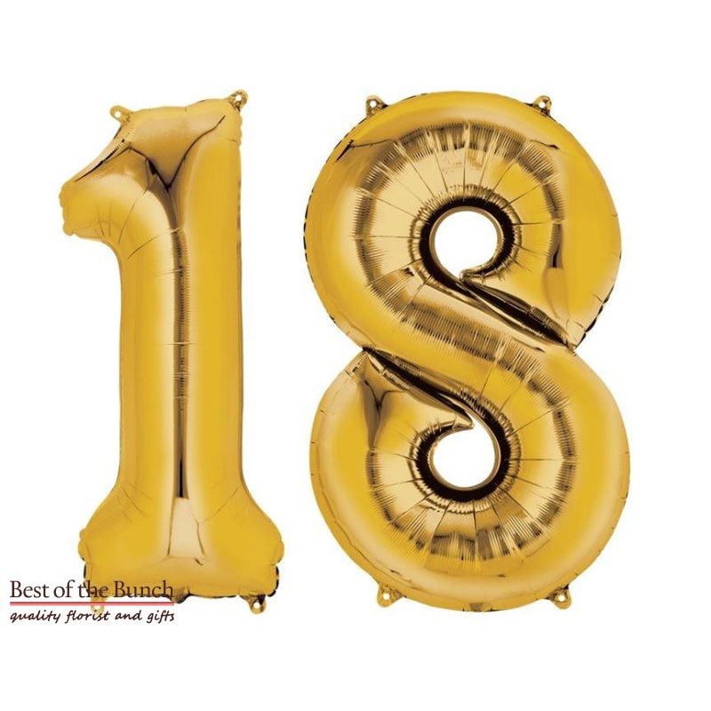 Giant XXL Extra Large Number 18 Gold Foil Helium Balloon 86cm (34)