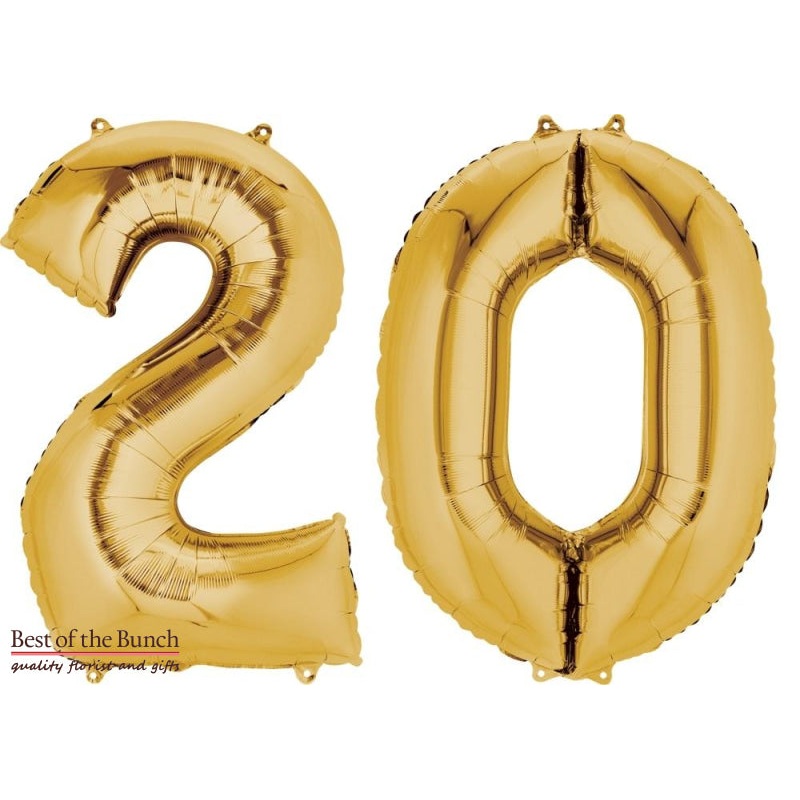 Giant XXL Extra Large Number 20 Gold Foil Helium Balloon 86cm (34)