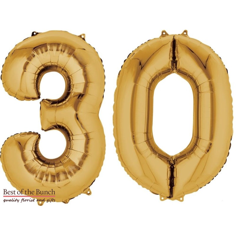 Giant XXL Extra Large Number 30 Gold Foil Helium Balloon 86cm (34)