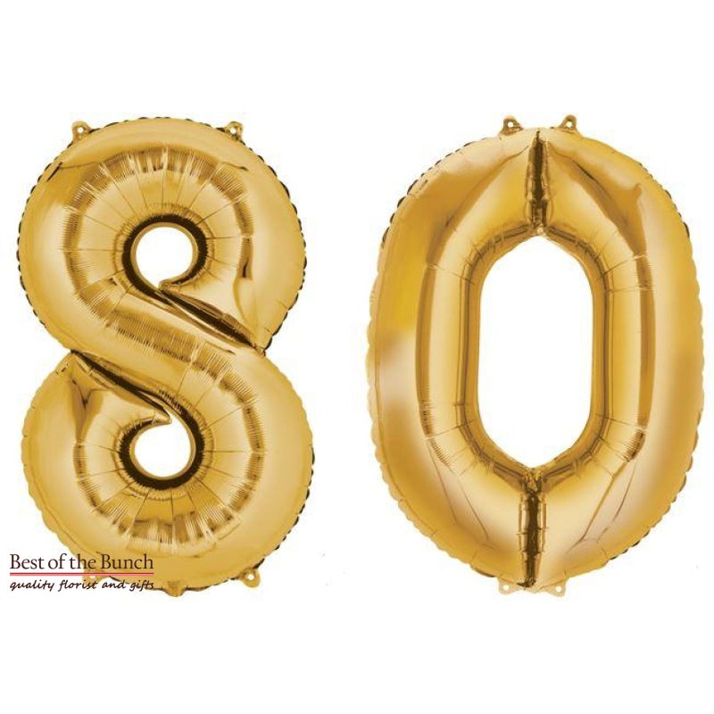 Giant XXL Extra Large Number 80 Gold Foil Helium Balloon 86cm (34)