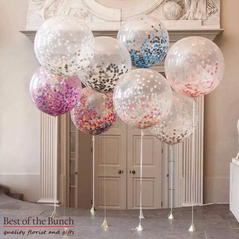 Giant XXL Extra Large Round Confetti Filled Latex Helium Balloons 60cm – Bouquet of Helium Balloons  – Choose Your Colours – Plain Colours