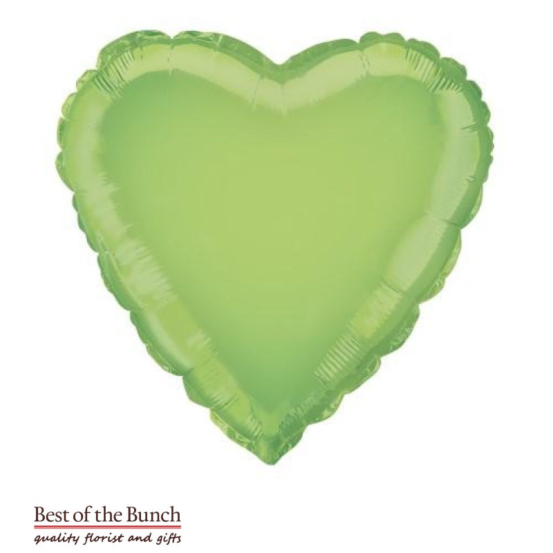 Lime Green Heart Shaped Foil Helium Balloon 45cm (18)