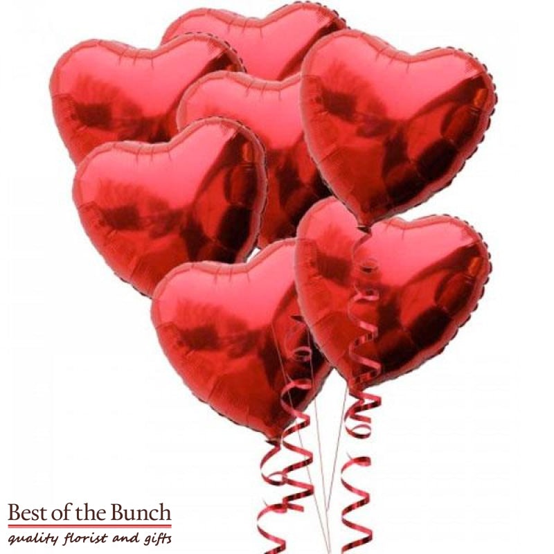 Plain Heart Shaped Foil – Bouquet of Helium Balloons  – Choose Your Colours – Solid Colours
