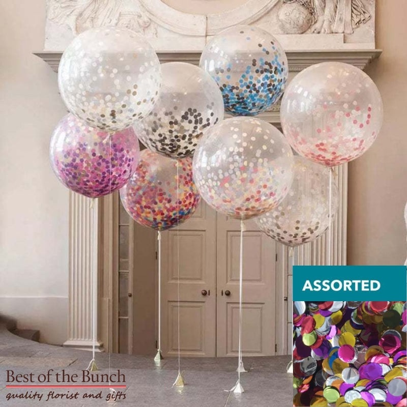 Round Assorted Colour Confetti Filled Giant XXL Extra Large Helium Balloon 60cm (24) OR 90cm (36)