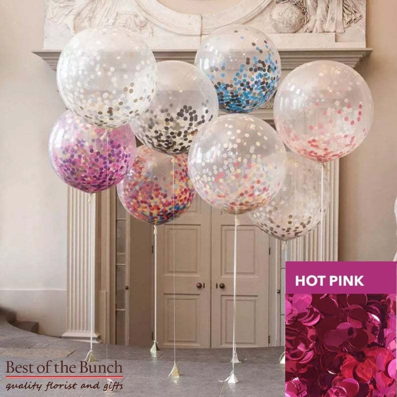 Round Dark Hot Pink Confetti Filled Giant XXL Extra Large Helium Balloon 60cm (24) OR 90cm (36)
