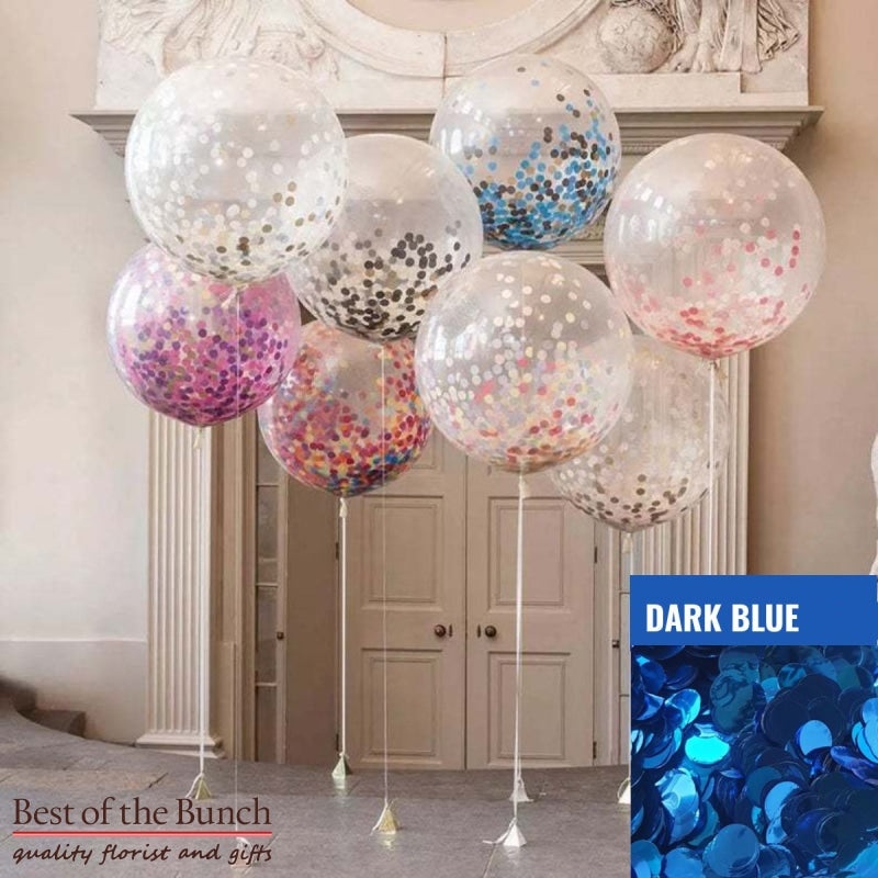 Round Dark Royal Blue Confetti Filled Giant XXL Extra Large Helium Balloon 60cm (24) OR 90cm (36)