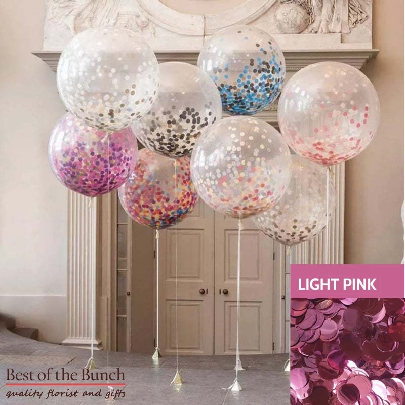 Round Light Baby Pink Confetti Filled Giant XXL Extra Large Helium Balloon 60cm (24) OR 90cm (36)
