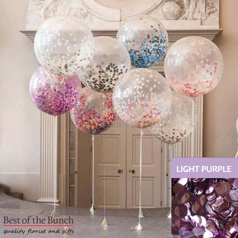 Round Light Purple Lilac Confetti Filled Giant XXL Extra Large Helium Balloon 60cm (24) OR 90cm (36)