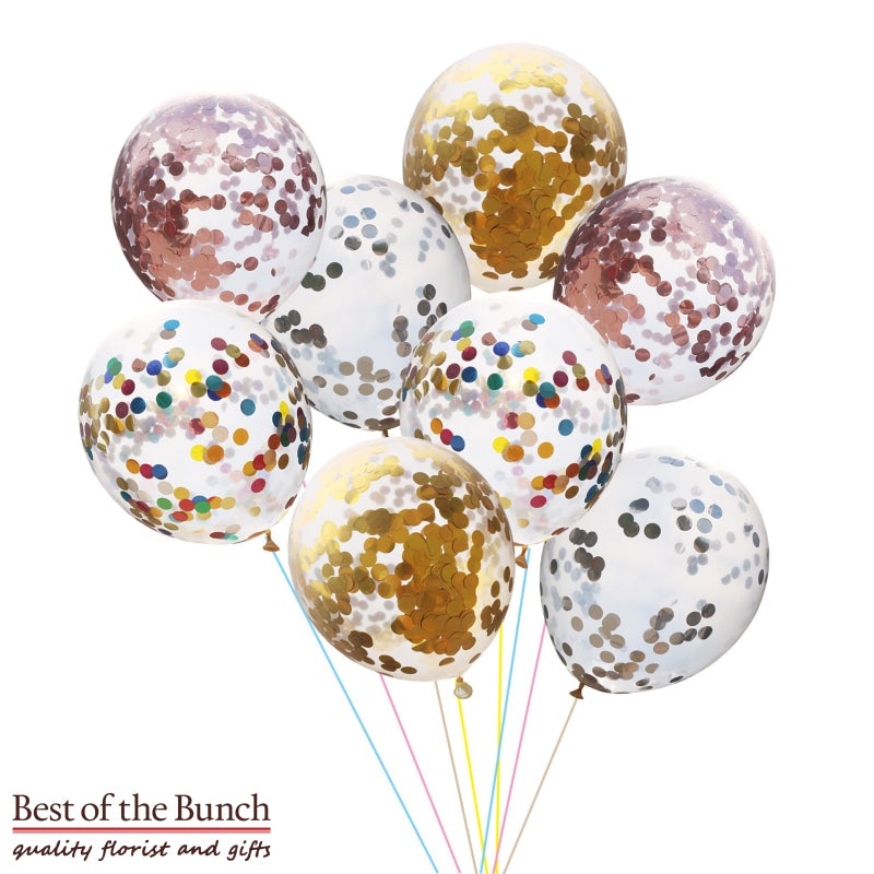 Standard Size Confetti Filled Latex Helium Balloons 28cm – Bouquet of Helium Balloons  – Choose Your Colours