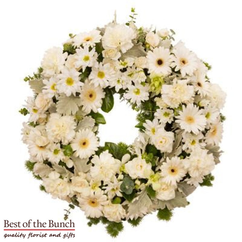 Wreath Sympathy All White-Small 25cm & Medium 35cm & Large 45cm
