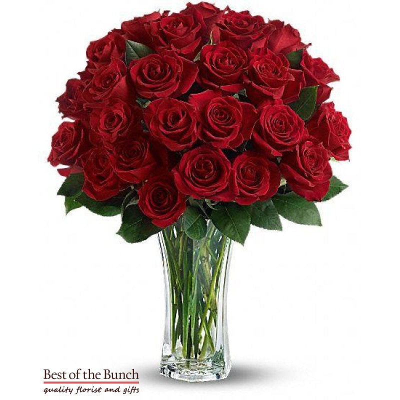 Flowers 24 Long Stemmed Red Roses (40cm)