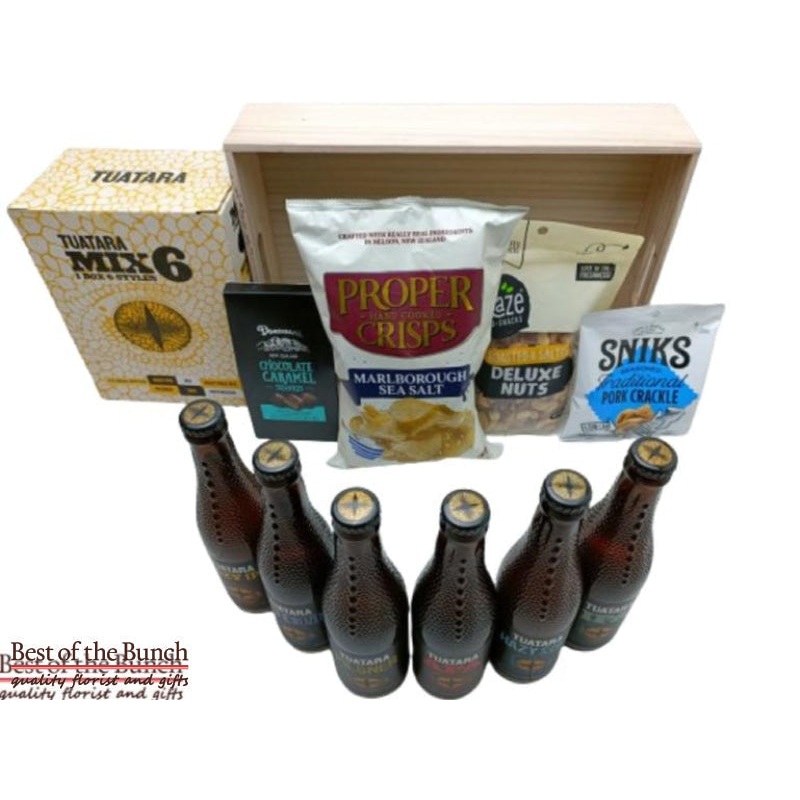 Gift Box 6 x Mixed Tuatara Craft Beers with Gourmet Snacks