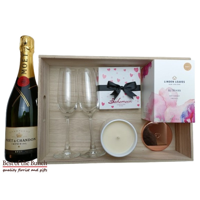 Gift Box Congratulations For Two With Matching Chocolates & Champagne