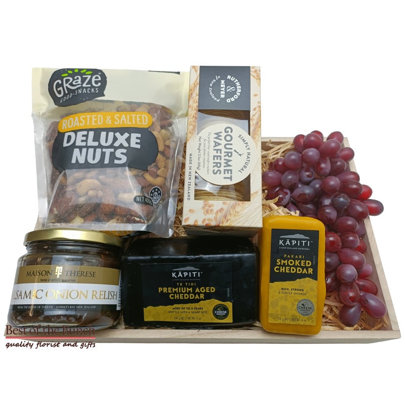 Gift Box New Zealand Cheese Board Firm Aged Cheddar & Firm Smoked Cheddar Cheeses Sharing Platter