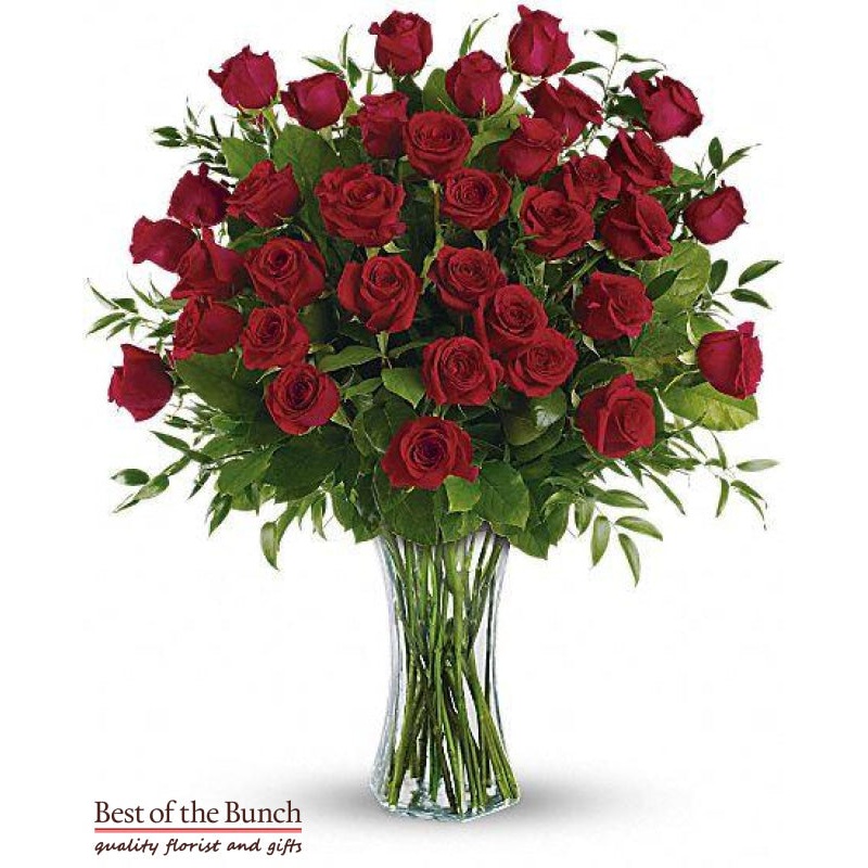 Valentine’s Day Flowers 36 Long Stemmed Red Roses (40cm)
