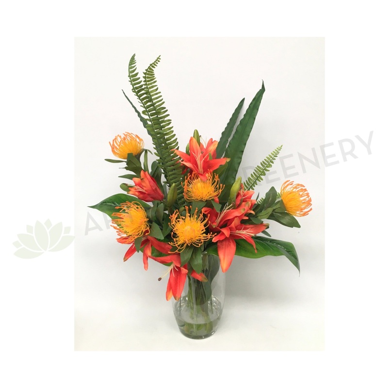 FA1023 – Orange Protea and Pink Lilies Floral Arrangement