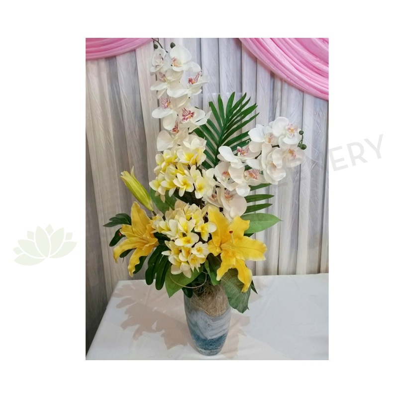 FA1046 – Frangipani Orchid & Lily Arrangement (70cm Height)