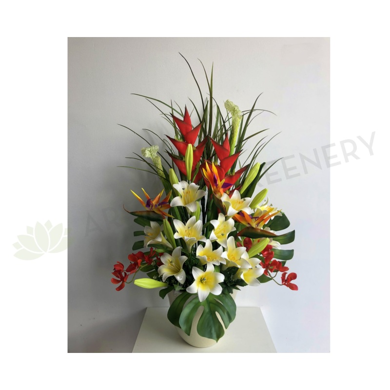 FA1074 – Lilies and Tropical Floral Arrangement 80cm Tall