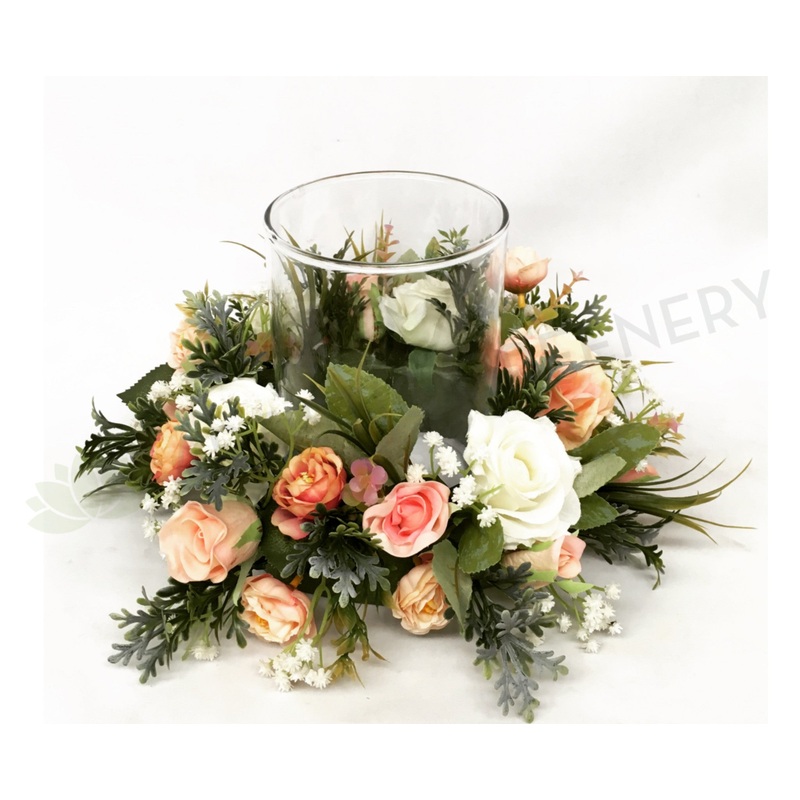 Peach Colour Theme Floral Wreath 30cm / 40cm / 50cm