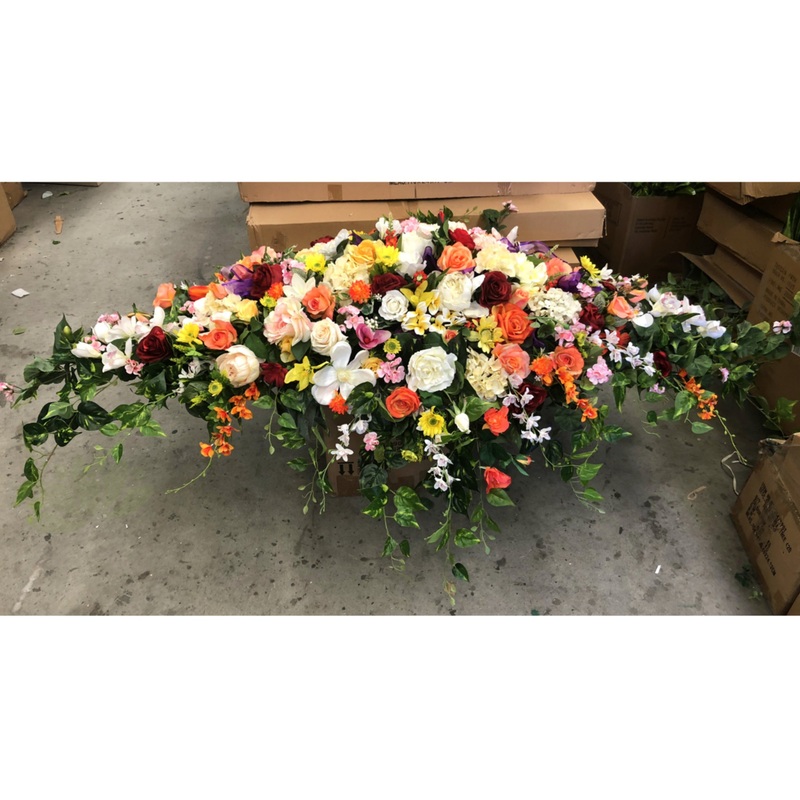 Colourful Memorial Flowers / Casket Spray / Graveside Flowers 200cm – SYM0022