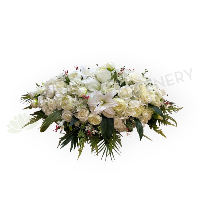 Elegant White Casket Spray 70cm / 100cm Long – SYM0023